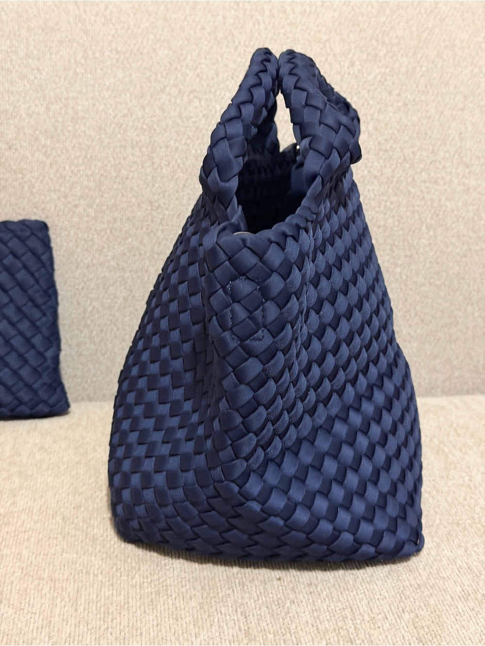Naghedi St. Barths Small Tote with Matching Zip Pouch in Ink Blue - Picture 2 of 11